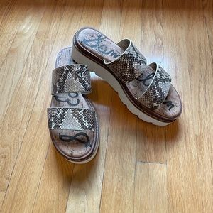 Sam Edelman Double Band Raul Platform Sandals—Brown Snakeskin